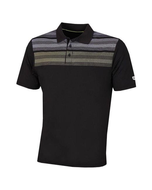 Island Green Black Matrix Print Golf Polo Shirt for men