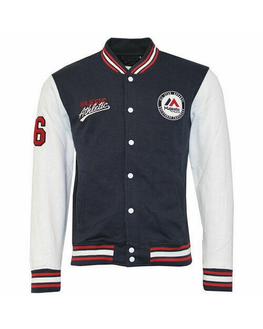 Majestic Blue Athletics Baseball Bomber Jacket Cotton for men