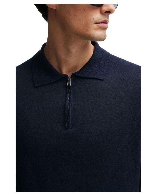 Boss Blue Hugo Boss Trieste Half Zip Short Sleeved Polo Shirt Dark for men