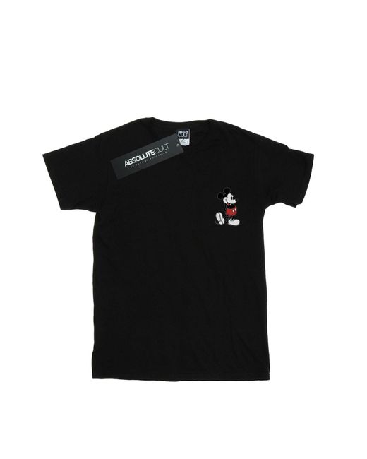 Disney Black Mickey Mouse Kickin Retro Chest T-Shirt Cotton for men