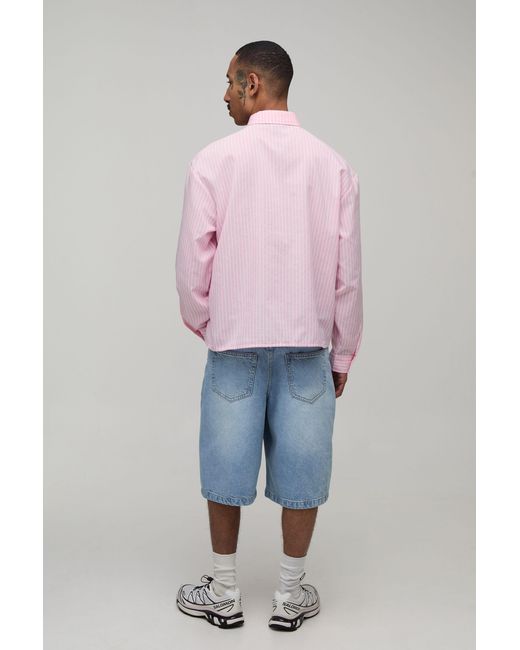 BoohooMAN Pink Oversized Boxy Stripe Shirt And Tie for men