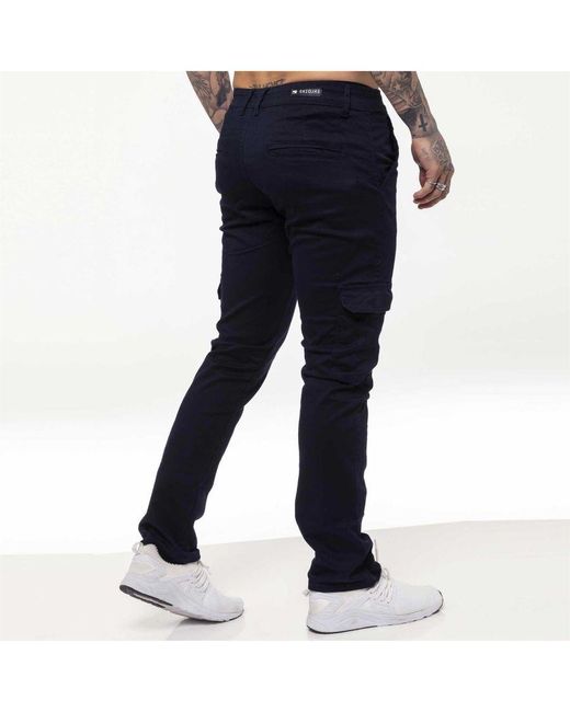 Enzo Blue Cargo Combat Chinos for men