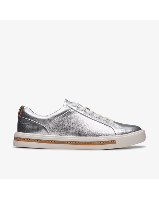 Clarks White Un Maui Lace Metallic Trainers
