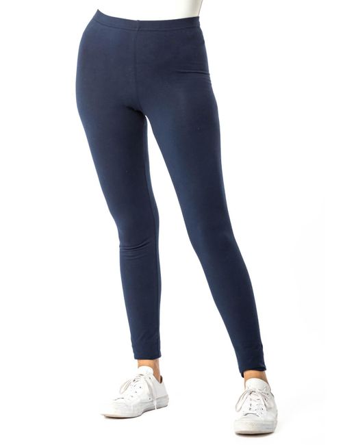 Roman Blue Stretch Plain Elastic Waist Leggings