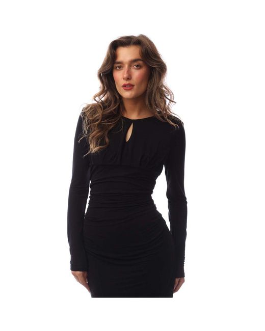 Boss Black Edeni Keyhole Neck Long Sleeve Knee Length Dress