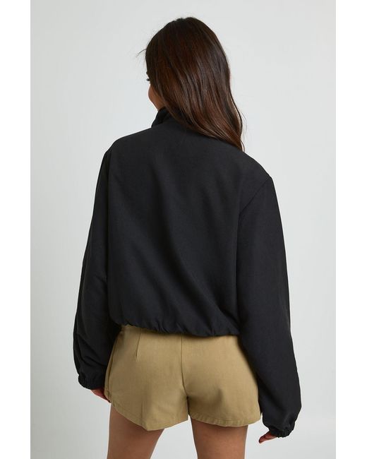 Boohoo Black Funnel Neck Elasticated Waist Jacket