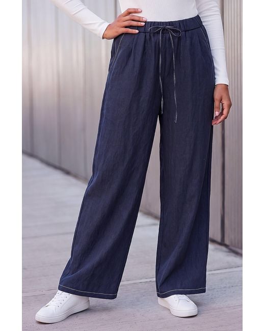 D.u.s.k Blue Elasticated Wide Leg Trousers