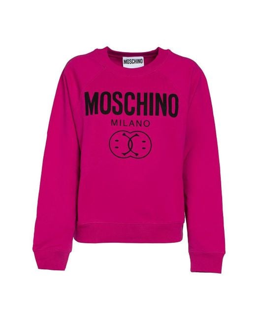 Moschino Pink Milano Double Smiley Fuxia Jumper