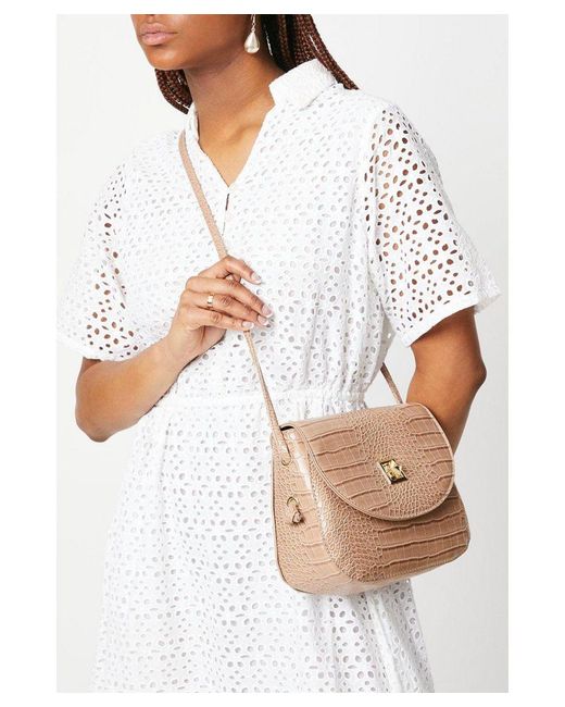 Dorothy Perkins White Tiffany Croc Cross Body Bag