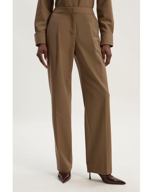 Karen Millen Natural Viscose Blend Tailored Tapered Leg Trouser