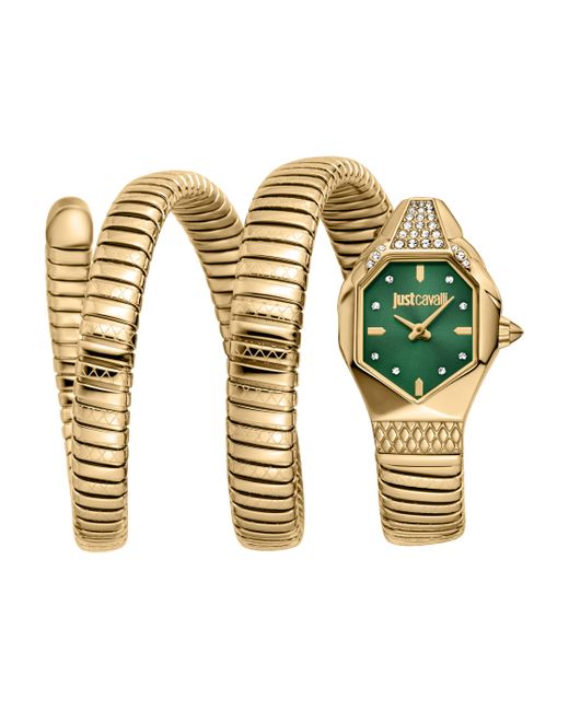Just Cavalli Metallic Snake Watch, Color Case, Dark Dial, Stainless Steel Bracelet