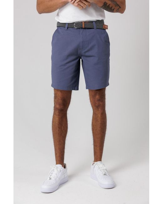 Tokyo Laundry Blue Mid Cotton Twill Peached Shorts for men