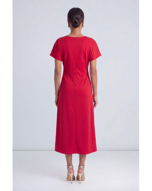 PRINCIPLES Red Ponte Slash Neck Midi Dress