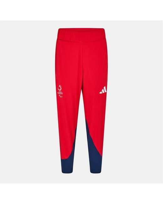 Adidas Red Regular Fit Color Block Slim Track Pants for men