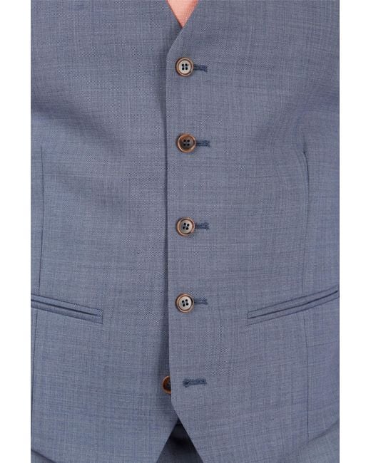 Scott Blue Sleeveless V-Neck Tailored Waistcoat for men