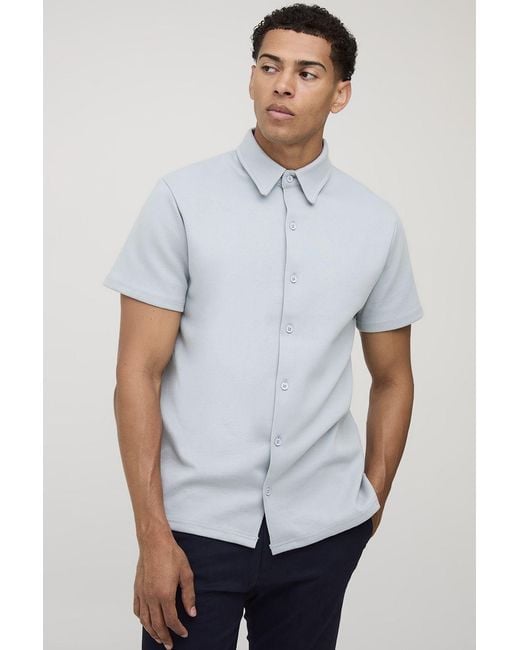 BoohooMAN White Regular Interlock Short Sleeve Shirt for men