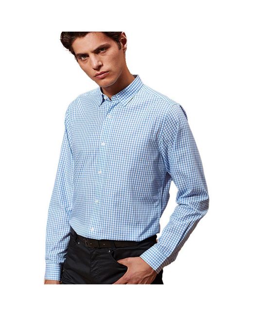 PREMIER Blue Maxton Check Long Sleeve Shirt (Light/ for men