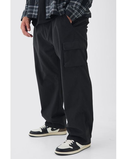 BoohooMAN Black Relaxed Cargo Pants for men