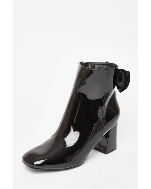 Quiz Black Patent Bow Back Ankle Boot