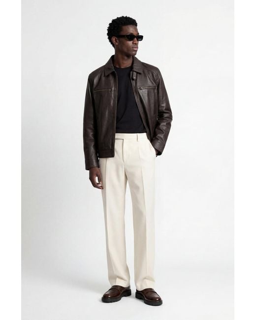 Weston Black Reece Harrington Leather Jacket for men