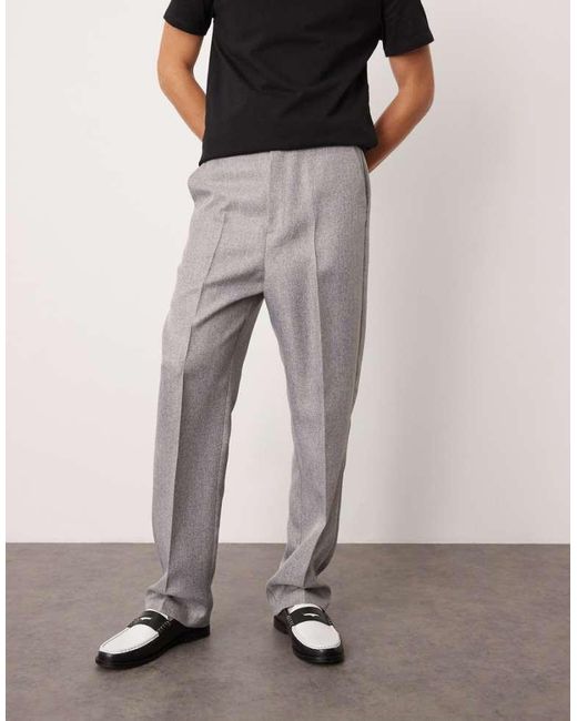 ASOS Gray Smart High Waist Straight Leg Trousers for men