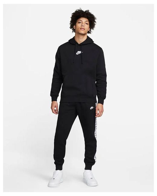 Nike Sportswear Sport Essential Fleece Hooded Tracksuit Black/white Cotton for men