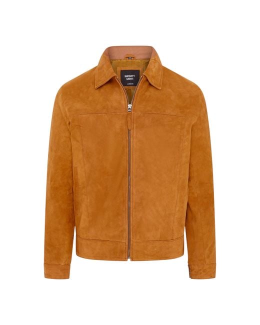 Infinity Leather Brown Goat Suede Harrington Biker Jacket for men