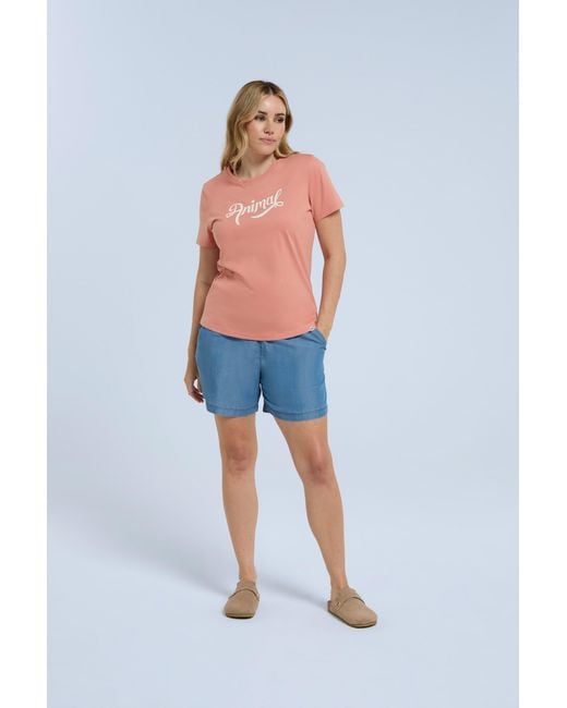 Mountain Warehouse Blue 'Marina' Script Logo T-Shirt Cotton Breathable Summer Casual Tee