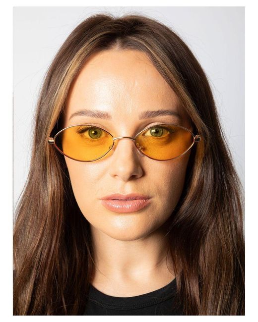 SVNX Blue Metal Oval Frame Sunglasses With Lenses