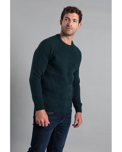 Kensington Eastside Blue Raglan Crew Neck Jumper for men
