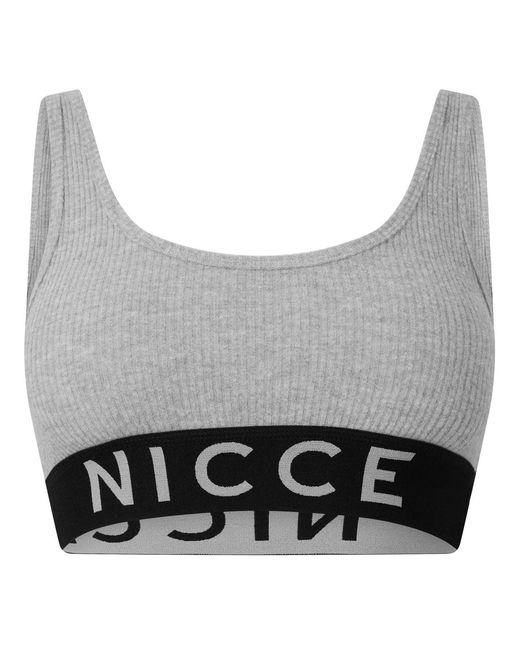 Nicce London Gray Lull Scoop Neck Cropped Snug Fit Bra