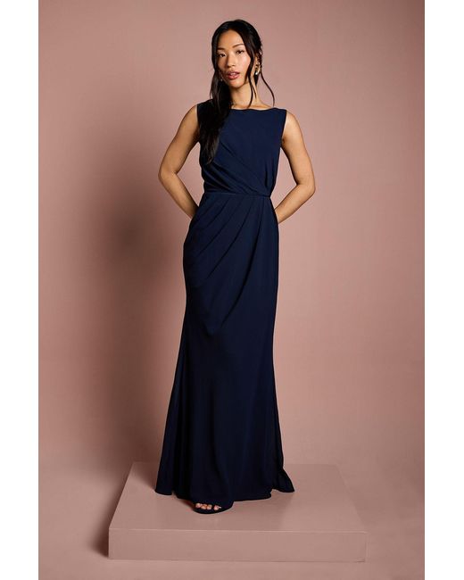 Coast Blue Satin Lace Back Detail Maxi Bridesmaid Dress