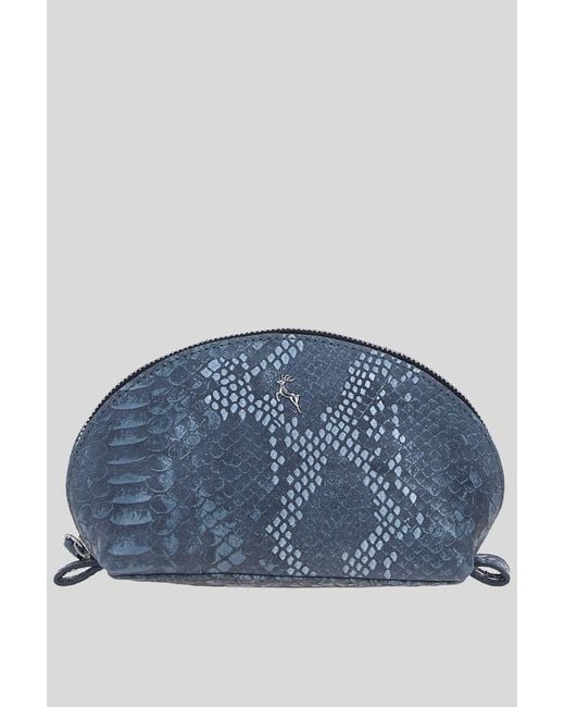 Ashwood Leather Blue 'Philippa' Real Makeup Bag