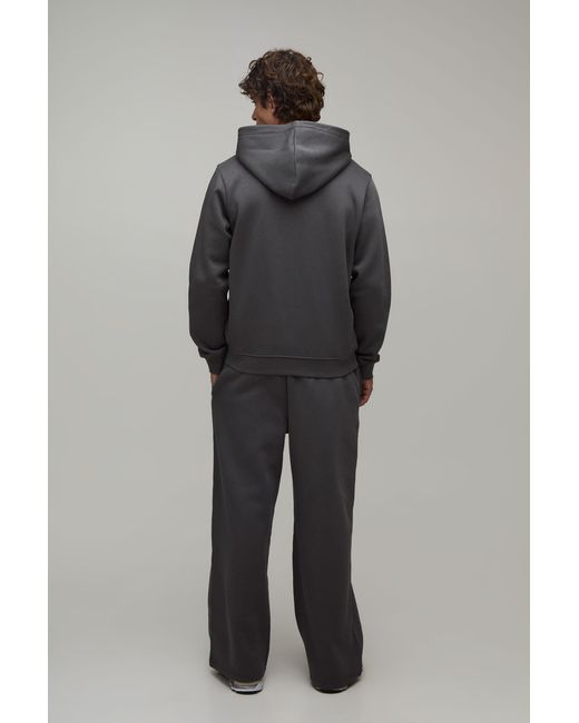 BoohooMAN Gray Essential Regular Fit Zip Through Hoodie for men