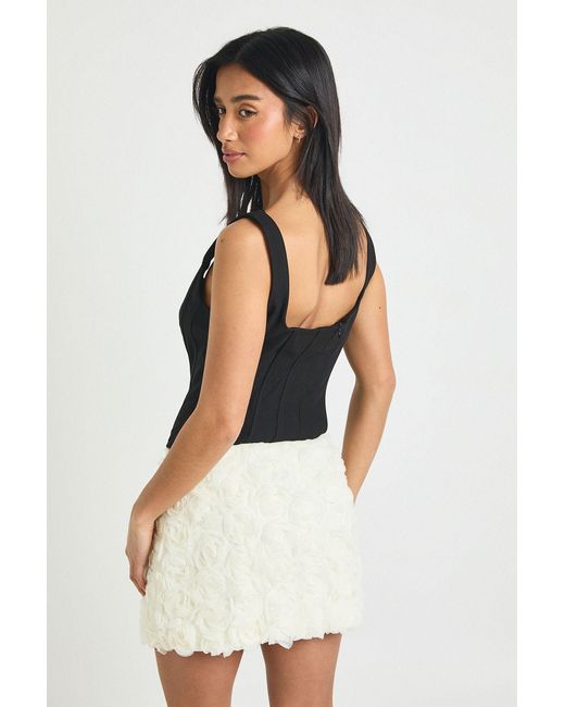 Boohoo White Petite Crepe Rose Mini Skirt
