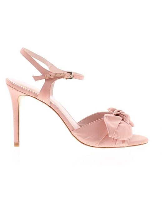 Ted Baker Pink Shoes Heevia Heels Stiletto Bow Detail Strappy Textile