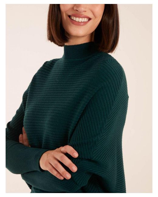 Blue Vanilla Green Ribbed Batwing Jumper