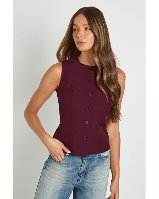 Boohoo High Neck Button Down Tailored Waistcoat