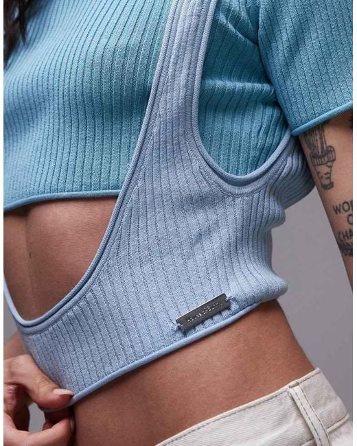 House Of Sunny Blue Olympus Layered Rib Top