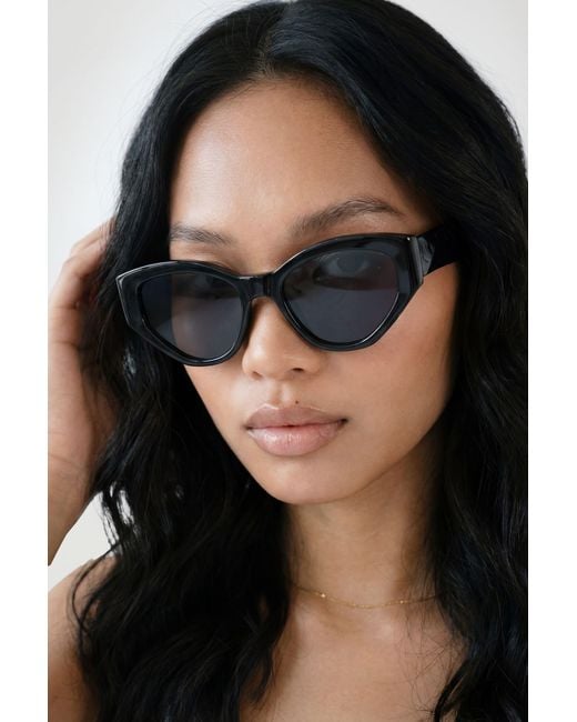 Boohoo Black Chunky Framed Cat Eye Sunglasses