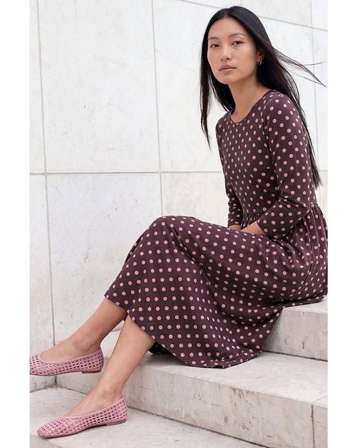 Roman Purple Polka Dot Print Pocket Dress