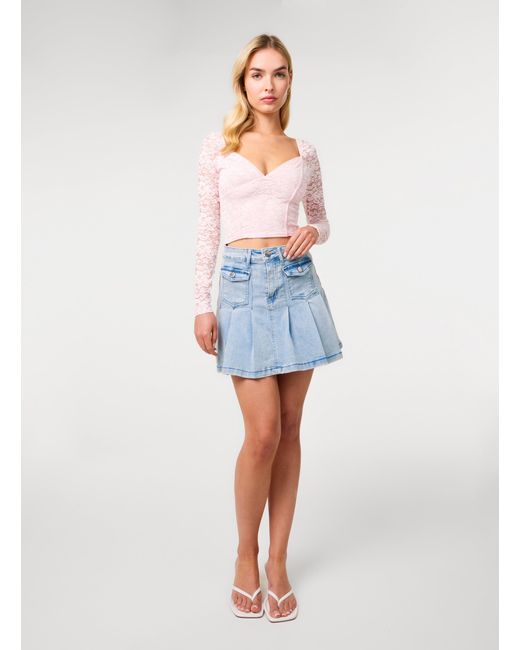Pink Vanilla Blue Long Sleeve Lace Top