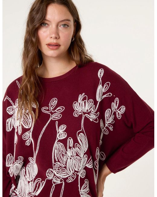 Blue Vanilla Embroidered Round Neck Jumper