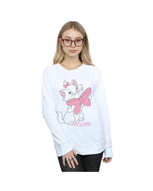 Disney White Ladies Aristocats Marie Bow Sweatshirt ()