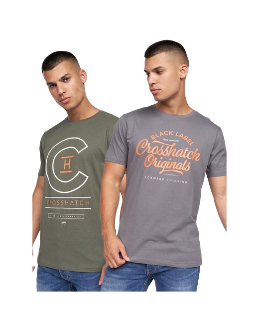 Crosshatch Gray Univarsity T-Shirt (Pack Of 2) Cotton for men