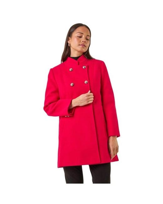 Roman Red Petite Military Buttoned Coat
