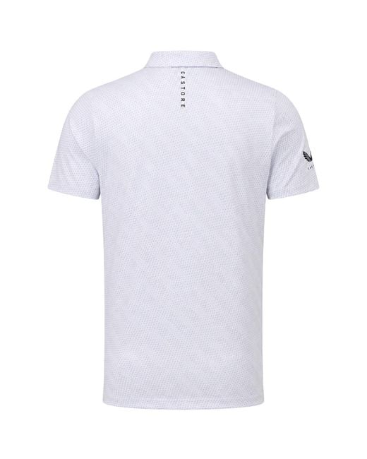 Castore White Club Ball Printed Golf Polo Shirt for men