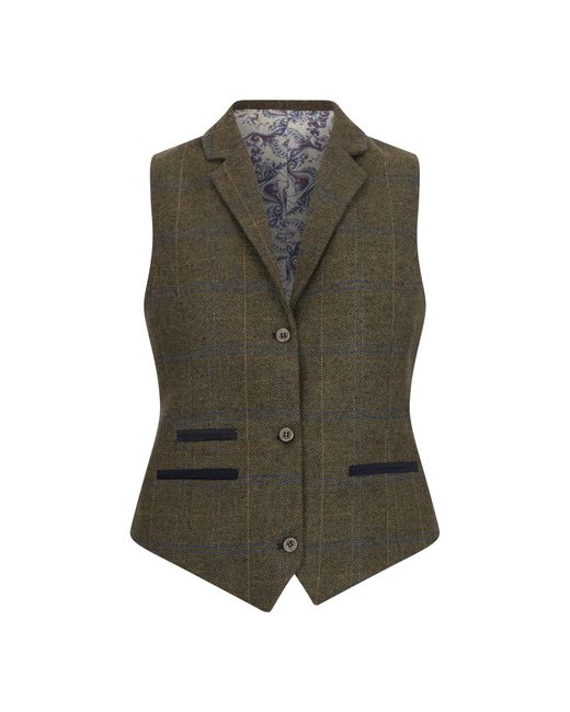 TruClothing Green Tailored Fit Tweed Waistcoat