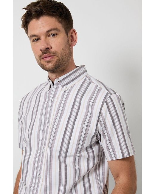 MAINE White Stripe Short Sleeve Shirt Cotton for men