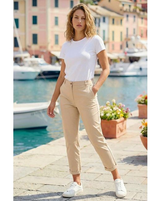 Roman Natural Plain Cotton Chino Trousers